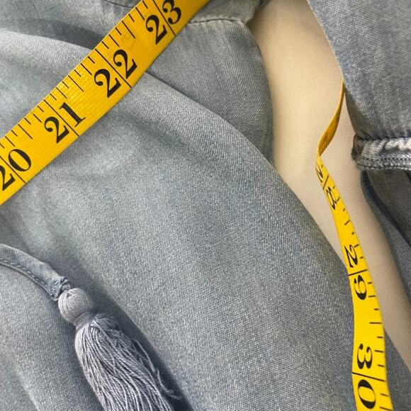 Ruby Rd XL Light Blue Tencel Chambray Tunic Dress Bell Sleeve Boho Casual Beachy - Picture 6 of 7